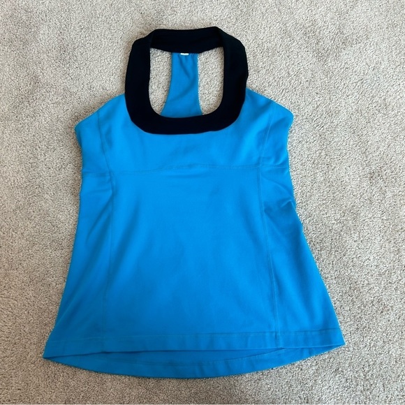 LULULEMON blue black scoop neck racer back tank top Sz 10 - Picture 9 of 9
